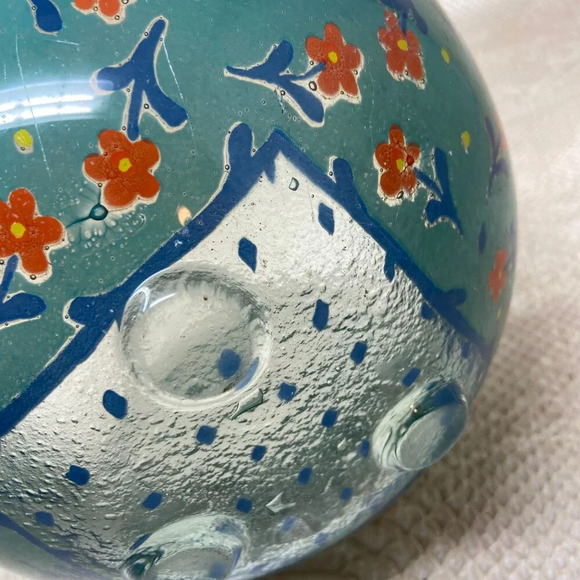 Vintage Andreas Meyer Handblown Art Glass Bowl with Hand-Painted Floral Design - Picture 6 of 6